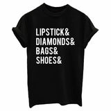 lipstick diamonds bags shoes Print Women tshirt Cotton Casual Funny t shirts For Lady Top Tee Hipster Drop Ship Tumblr SB-28