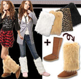 Fashion women Winter Warm Leg Warmers Faux Fur 40cm Boots Shoes Cover Cuff Furry Soft leg Ankle warmer