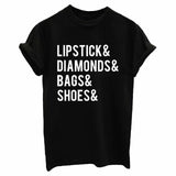 lipstick diamonds bags shoes Print Women tshirt Cotton Casual Funny t shirts For Lady Top Tee Hipster Drop Ship Tumblr SB-28