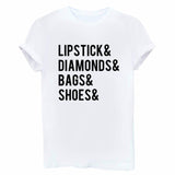 lipstick diamonds bags shoes Print Women tshirt Cotton Casual Funny t shirts For Lady Top Tee Hipster Drop Ship Tumblr SB-28