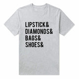 lipstick diamonds bags shoes Print Women tshirt Cotton Casual Funny t shirts For Lady Top Tee Hipster Drop Ship Tumblr SB-28