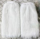 Fashion women Winter Warm Leg Warmers Faux Fur 40cm Boots Shoes Cover Cuff Furry Soft leg Ankle warmer