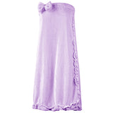 Fashion Women Bathrobe+ Headband+Shoes 3 PCS Nightgowns Autumn Sexy Bowknot Strapless Tube Dress Robe Bath Towel Sleepwear