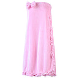 Fashion Women Bathrobe+ Headband+Shoes 3 PCS Nightgowns Autumn Sexy Bowknot Strapless Tube Dress Robe Bath Towel Sleepwear