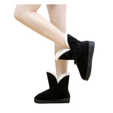 HEE GRAND New Hot Sale Women Snow Boots Solid Bowtie Slip-On Soft Cute Women Boots Round Toe Flat with Winter Shoes XWX1385