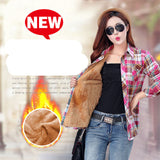 Velvet Thick Warm Women's Plaid Shirt Female Long Sleeve Tops M-XXL Winter Fleece Casual Check Blouse Autumn Clothes T77710A