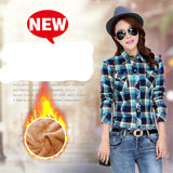Velvet Thick Warm Women's Plaid Shirt Female Long Sleeve Tops M-XXL Winter Fleece Casual Check Blouse Autumn Clothes T77710A