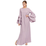 SHEIN Exaggerate Layered Flare Sleeve Slit Kaftan Dress Autumn Ladies Maxi Dresses Purple Long Sleeve Loose Dress