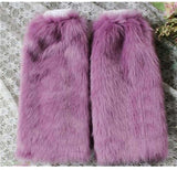 Fashion women Winter Warm Leg Warmers Faux Fur 40cm Boots Shoes Cover Cuff Furry Soft leg Ankle warmer
