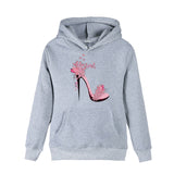Women Sweatshirt Black White Pink Autumn Casual Clothing Hoodies High-Heeled Shoes Print Pullovers Hooded