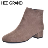 HEE GRAND Women's Shoes Ankle Boots Fashion High Heel Boots Zipper with Flock Autumn Shoes for Woman  XWX5950