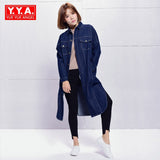 Autumn New Arrival Fashion Single Breasted Long Sleeved Turn Down Collar Casual Shoes Women Jeans Coat Female Trench Plus Size