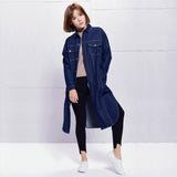 Autumn New Arrival Fashion Single Breasted Long Sleeved Turn Down Collar Casual Shoes Women Jeans Coat Female Trench Plus Size