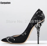 New Arrival Pink Metal Stiletto High Heel Shoes Women Fancy Metal Branch Decoration Pointed Toe Thin Heel Office Ladies Pumps