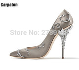 New Arrival Pink Metal Stiletto High Heel Shoes Women Fancy Metal Branch Decoration Pointed Toe Thin Heel Office Ladies Pumps