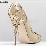 New Arrival Pink Metal Stiletto High Heel Shoes Women Fancy Metal Branch Decoration Pointed Toe Thin Heel Office Ladies Pumps