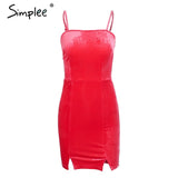 Simplee Sexy strap backless velvet dress women Casual bow slim bodycon dress 2017 autumn winter elegant party dress vestidos