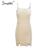 Simplee Sexy strap backless velvet dress women Casual bow slim bodycon dress 2017 autumn winter elegant party dress vestidos
