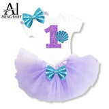 Ai Meng Baby Little Mermaid Halloween Costume Infant Clothing Sets Tutu 1 Years Birthday Clothes Outfits Wear Baby Purple Dress