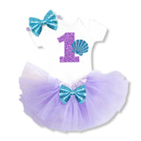 Ai Meng Baby Little Mermaid Halloween Costume Infant Clothing Sets Tutu 1 Years Birthday Clothes Outfits Wear Baby Purple Dress