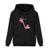 Autumn Women High-Heeled Shoes Print Sweatshirt Fashion Hoodies Pullovers Hooded Coat Black White Pink Casual Tracksuit