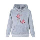 Autumn Women High-Heeled Shoes Print Sweatshirt Fashion Hoodies Pullovers Hooded Coat Black White Pink Casual Tracksuit