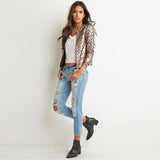 Darcydebie fashion shoes case grain full sequined jacket Joker 7 minutes of sleeve coat of cultivate one's morality