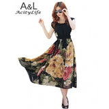 FANALA Women Flower Dress 2017 Fashion Summer Clothing Vintage Retro Belted Bohemian Dress Elegant Ladies Chiffon Beach Dresses