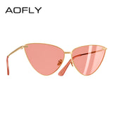 AOFLY BRAND DESIGN Sexy Ladies Cat Eye Sunglasses Fashion Metal Frame Sunglasses Women 2018 UV400 Goggles A99