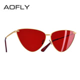 AOFLY BRAND DESIGN Sexy Ladies Cat Eye Sunglasses Fashion Metal Frame Sunglasses Women 2018 UV400 Goggles A99