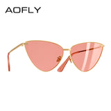 AOFLY BRAND DESIGN Sexy Ladies Cat Eye Sunglasses Fashion Metal Frame Sunglasses Women 2018 UV400 Goggles A99