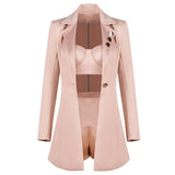 Seamyla 2018 New Women Sets Pink Crop Tops&Shorts&Jacket 3 Three Pieces Set Sexy Celebrity Party Suits Fashion Clubwear Outfit