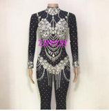 Sparkly Crystals Nude Jumpsuit Stretch Stones Outfit Celebrate Bright Rhinestones Bodysuit Costume Female Singer Birthday Dress