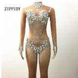 Shining Crystals Black Jumpsuit Women's Evening Wear Celebrate Bodysuit Bright Rhinestones Costume Female Singer Birthday Outfit