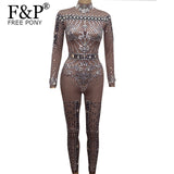 Lux Crystal Rhinestones Bodysuit Outfits Women's Celebrity Birthday Stage Dance Wear Stage Costumes For Singers