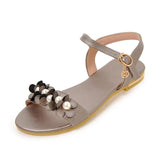 Daitifen ladies fancy Flat Sandals beautiful Pearls Flower Open toes girls Slingback shoes Summer women Casual Beach sandals