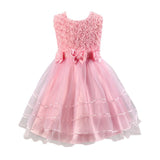 Baby Kids Girl Tulle Dress Sleeveless Bowknot Flora Princess Lovely Tutu Dresses