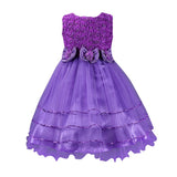 Baby Kids Girl Tulle Dress Sleeveless Bowknot Flora Princess Lovely Tutu Dresses