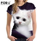 FORUDESIGNS 3D Animal Print Women Summer T Shirt  Canadian Hairless Cat Female Tee Shirts Brand Fitness Short Sleeve Top Clothes